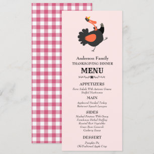 Drôle mignon Turquie Thanksgiving Dîner Menu