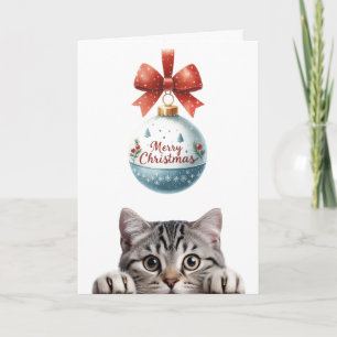 Drôle Mignonne Chat Noël Carte de voeux pliée