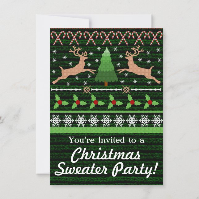 Drôle moche Noël Sweater Party Invitations (Devant)