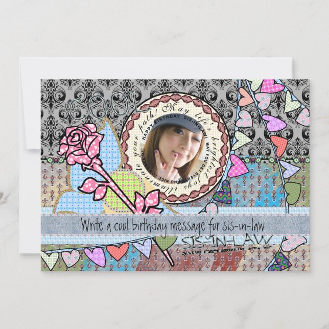Drôle modèle d'anniversaire carte photo - Soeur en (Devant)