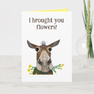 Drôle Mule Fleurs Portées Carte de Saint Valentin