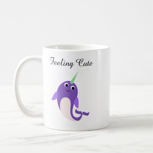 Drôle Narwhal Mug se sentant mignon café Coupe (Gauche)