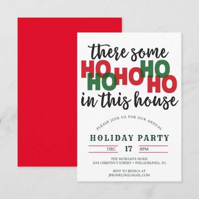 Drôle Noël Invitation de fête Ho's Open House (Devant / Derrière)