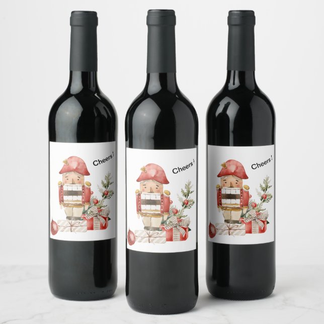 Drôle Noël Nutcracker Vin Étiquette (Bouteilles)