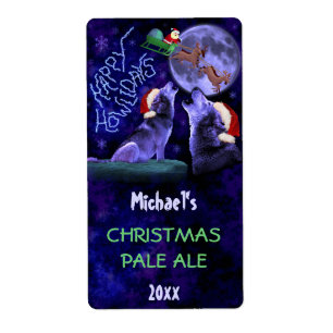 Drôle Noël Pun Loup Bière Bouteille Artisanat Bras