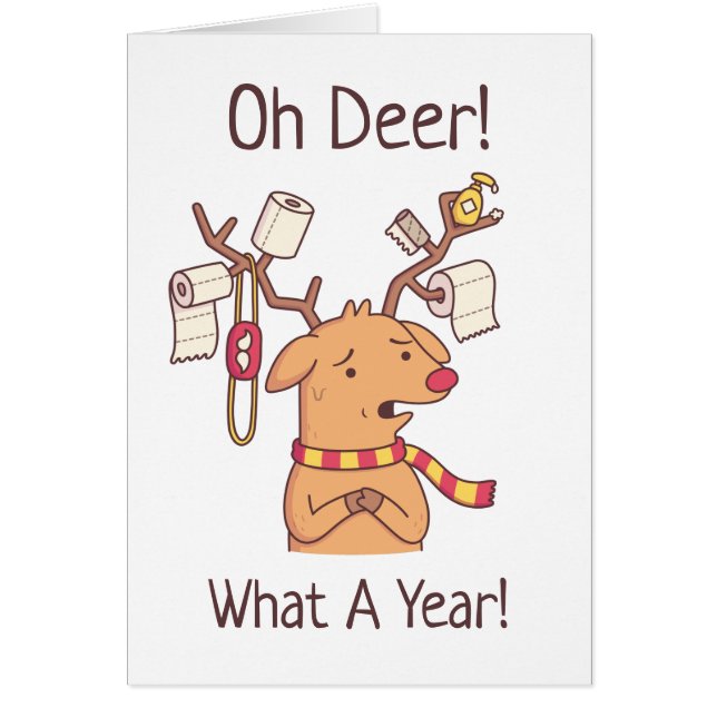 Drôle Oh Deer, Quel An, Reindeer 2020 (Devant)