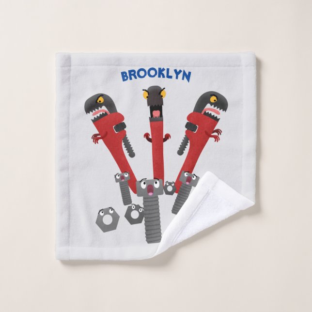 Drôle outil monstre de clé humour dessin animé (Gant de toilette)