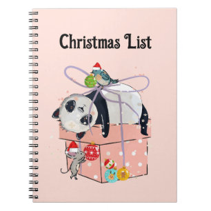 Drôle Panda, Liste de Noël Carnet Spiral