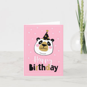 Drôle Panda rose joyeuse carte d'anniversaire