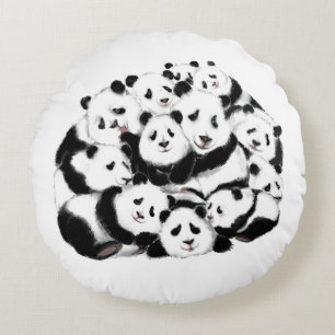 Drôle Pandas Coussin rond