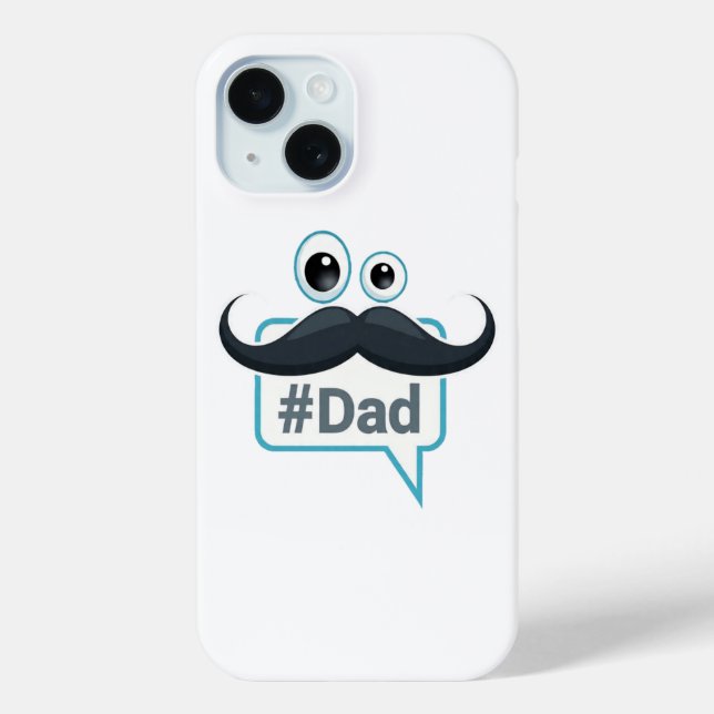 Drôle #Papa Mustache Eyes iPhone 15 Coque (Verso)