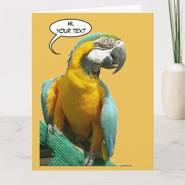 Drôle Parler Parrot Cust. Carte de voeux texte (Devant)