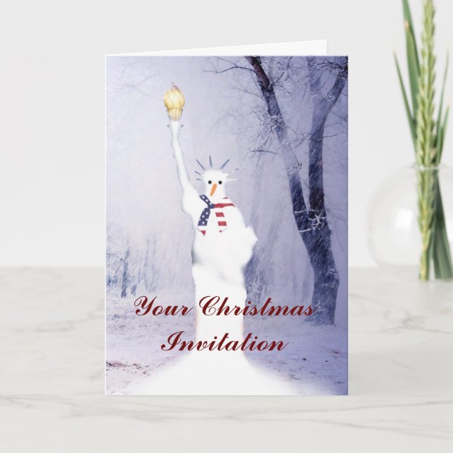 Drôle patriotique invitation de Noël bonhomme de n (Devant)