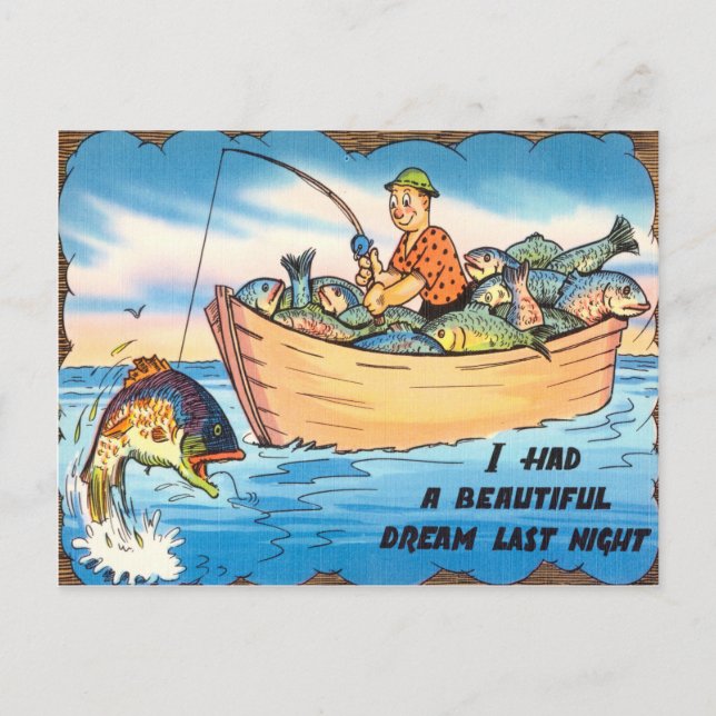 Drôle Pêche Poisson Carte postale Pêcheur Bateau C (Devant)