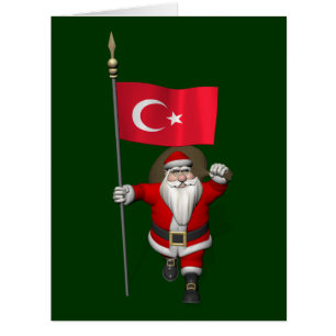 Drôle Père Noël Avec Drapeau De Turquie