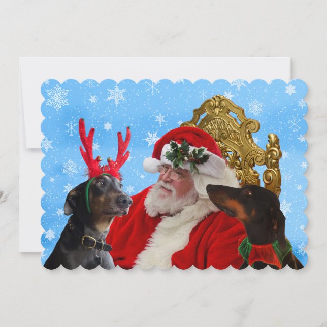 Drôle Père Noël Cute Doberman Dogs Carte Noël Neig (Devant)