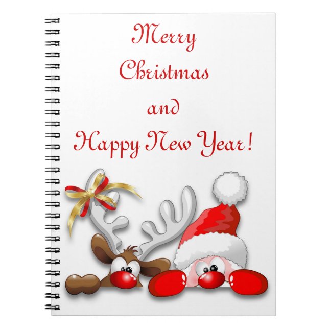 Drôle Père Noël et Reindeer Carnet de dessin animé (Devant)