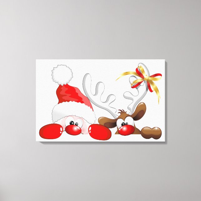 Drôle Père Noël et Reindeer toile de dessin (Recto)