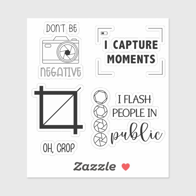 Drôle Photographe Thème Caméra Sticker Bundle (Feuille)