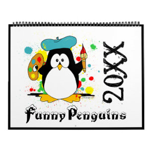 Drôle Pingouins Cartoon Art Grand Calendrier
