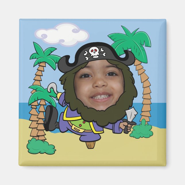 Drôle Pirate face coupé Magnet Modèle (Devant)