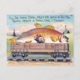 Drôle Poisson Carte Postale Pêcheur Pêche Carton