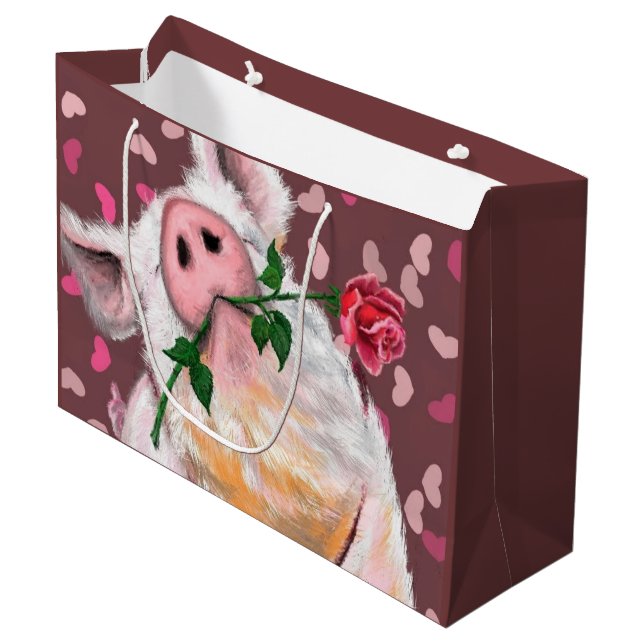 Drôle porc Gentleman avec sac cadeau Rose (Devant Angle)