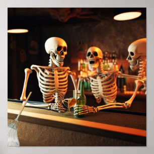 Drôle poster Skellett dans un bar