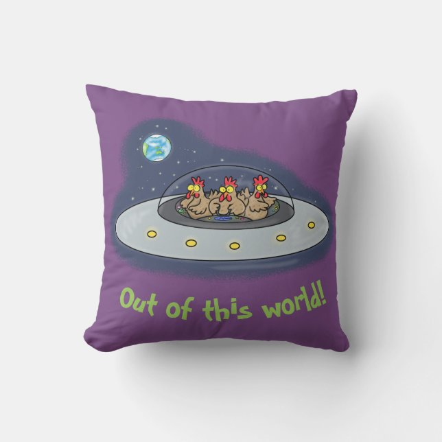 Drôle poule dans l'espace coussin de dessin animé (Recto)