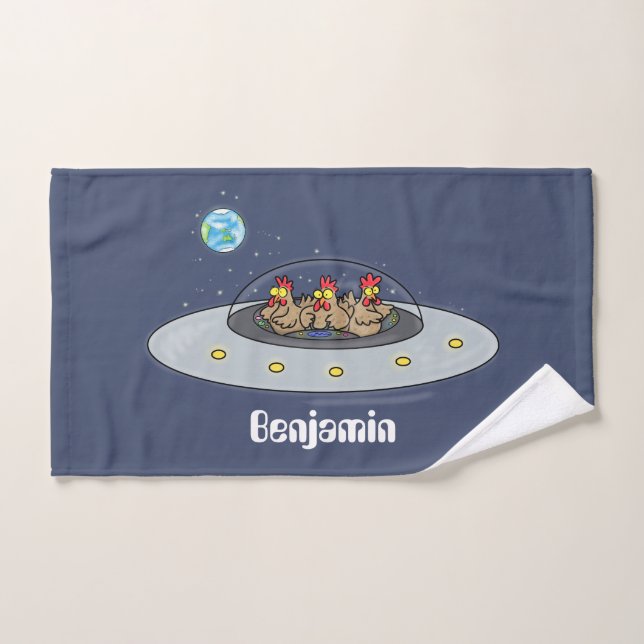 Drôle poule dans l'espace dessin animé (Serviette à main)