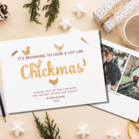 Drôle Poulet Noël Deux photos Carte de vacances