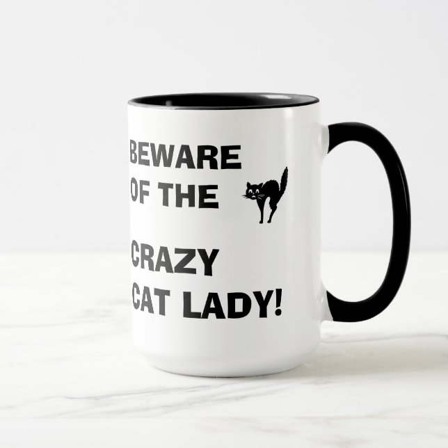 Drôle prenez garde de Madame folle Mug de chat (Droite)