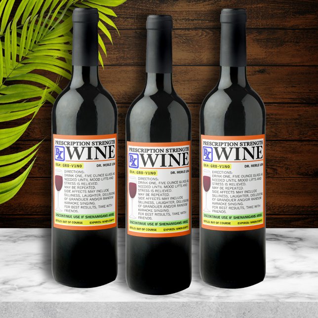 Drôle Prescription Étiquettes de vin rouge (Créateur téléchargé)