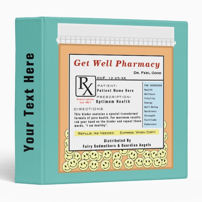 Drôle Prescription pour le Classeur de santé (Devant/Côté)