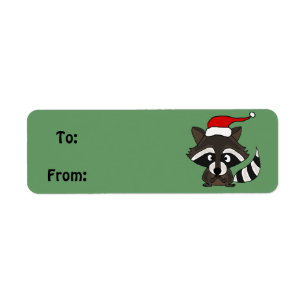 Drôle Raccoon cadeau de Noël Tag ou Étiquette de a