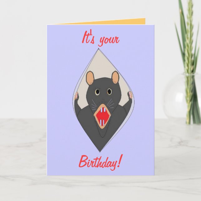 Drôle Rat carte d'anniversaire pour n'importe qui. (Devant)