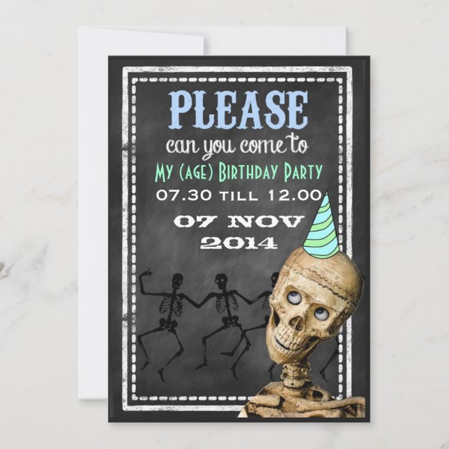 Drôle Retro Chalkboard Invitations de la fête des  (Devant)