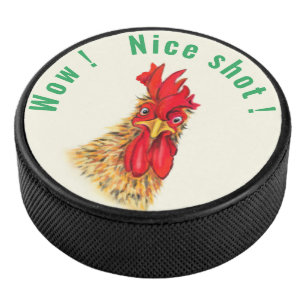 Drôle Rooster Hockey Puck