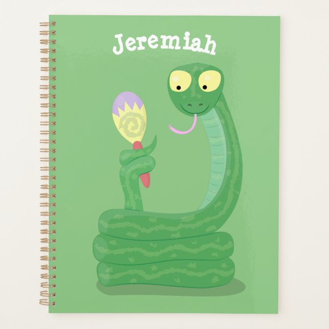 Drôle serpent vert avec caricature maraca (Devant)