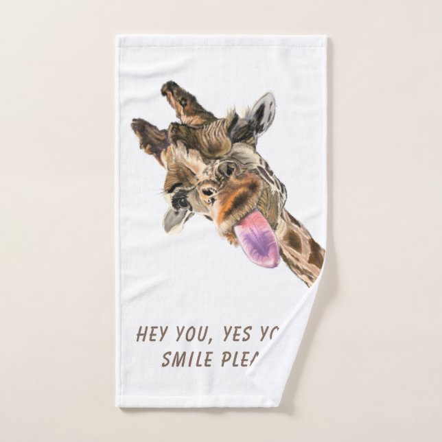 Drôle Serviette de bain ensemble Jouer Giraffe - T (Serviette à main)
