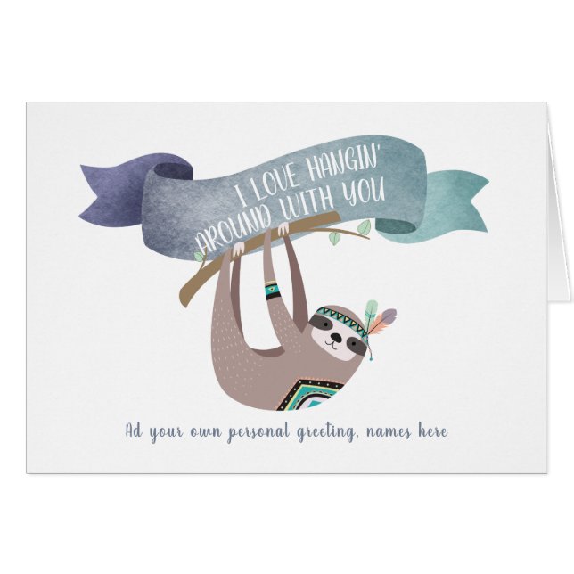 Drôle SLOTH - Amour Accrocher avec votre carte (Devant horizontal)