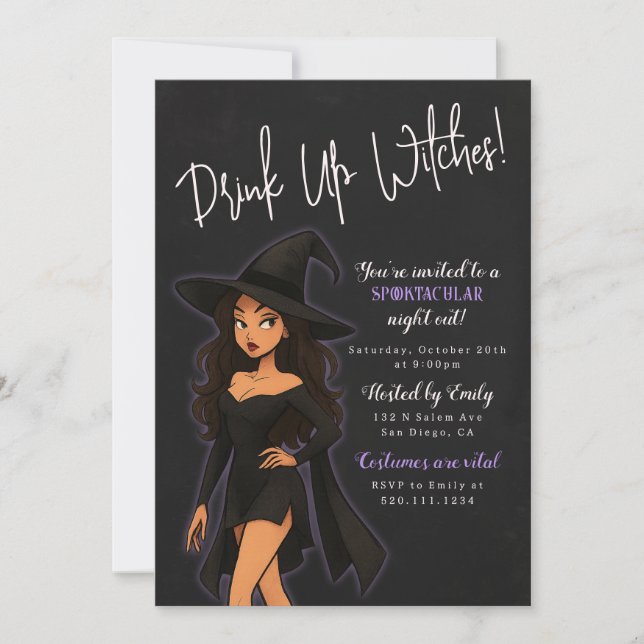Drôle Sorcière Halloween fête Invitation (Devant)
