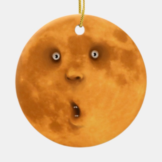 Drôle surpris Pleine lune visage ornement (Devant)