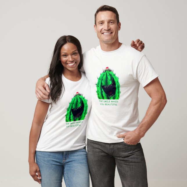 Drôle T-Shirt cadeau Happy Cactus Smile Texte pers (Unisexe)
