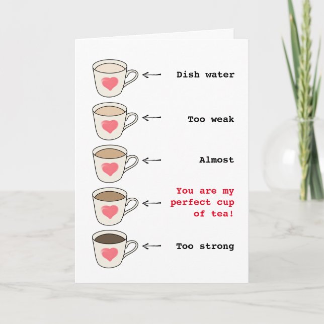 Drôle tasse de thé amoureux Valentines Carte de jo (Devant)