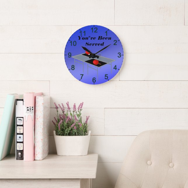 Drôle Tennis De Table Bleue, Horloge Murale (Salle de lecture)