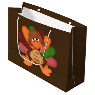 Drôle Thanksgiving dinde grand sac cadeau