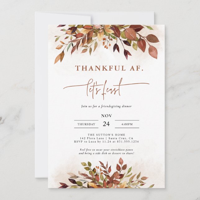 Drôle Thanksgiving Invitation Friendsgiving Dîner (Devant)