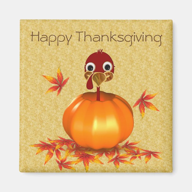 Drôle Thanksgiving Turquie en Citrouille - Magnet (Devant)