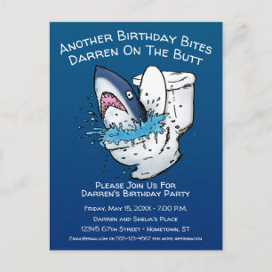 Drôle Toilet Requin Anniversaire Invitation